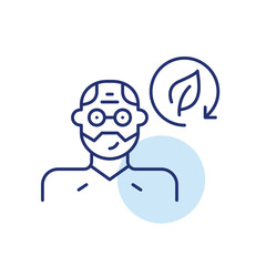 Obraz premium Middle-aged man user avatar, eco refresh, green profile renewal, sustainable identity update. Pixel perfect, editable stroke vector icon