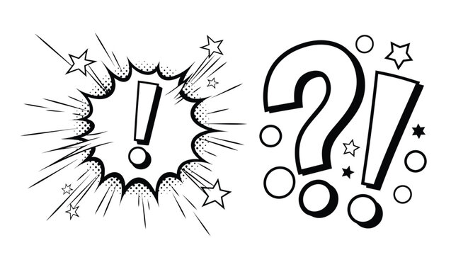 Exclamation and question marks in comic style