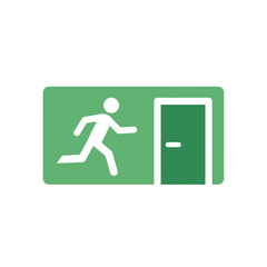 Green Exit Sign with Running Figure and Open Door Icon