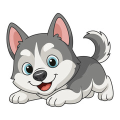 Obraz premium Playful siberian husky dog character illustration