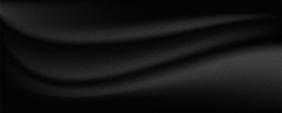 Black dark gray blue abstract elegant background. Drapery. Curtain. Fabric material. Soft folds. Wave stripe line. Gradient. Empty space. black background