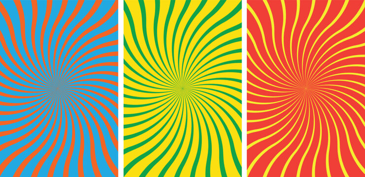 Colorful Abstract Spiral Background Set &ndash; Vibrant Swirl Pattern Design Collection