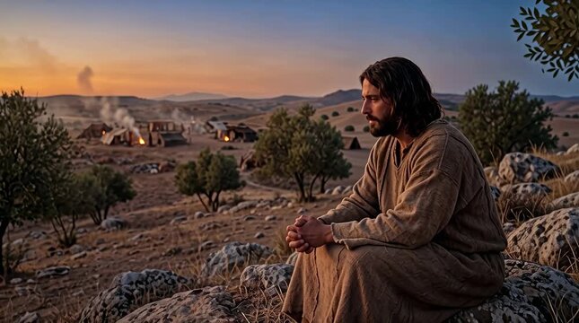 Jesus observing Feast of Tabernacles approach from Galilee hill