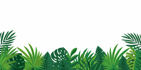 Tropical foliage arrangement forming a vibrant green border design © Kopil