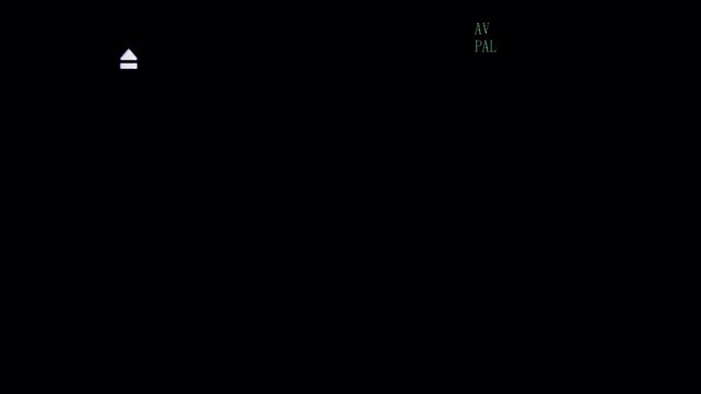 A black screen with a white arrow pointing upwards and some faint white text in the upper right corner.
