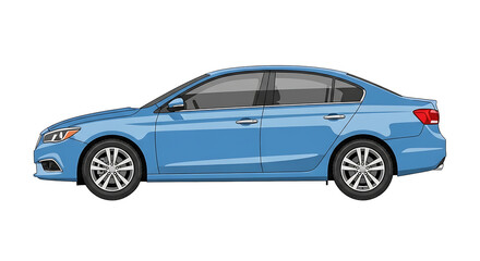 Fototapeta premium A sleek blue car isolated on a simple background, perfect for transportation or automotive concepts. PNG, isolated on white background
