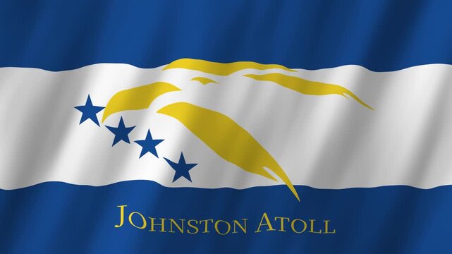 Johnston Atoll Flag Waving 4K: Realistic Pacific Island Territory Symbol Motion Graphic