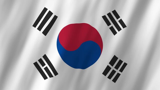 South Korea Flag Waving 4K: Realistic Republic of Korea National Symbol Motion Graphic