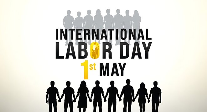 International Labor Day May 1st Celebration Silhouette Graphic