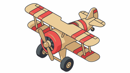 Wooden biplane toy illustration isolated on white background © goesti