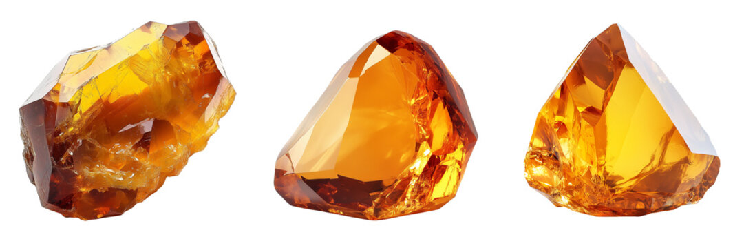 Topaz gemstones with brilliant cuts isolated on transparent or white background