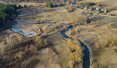 Naklejka premium Early spring in Masovia, Świder River, central Poland