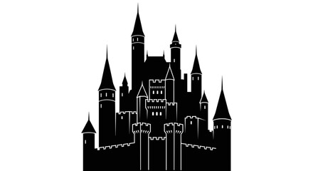Obraz premium Medieval Castle Silhouette Architecture.