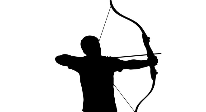 Man holding a bow and arrow.
