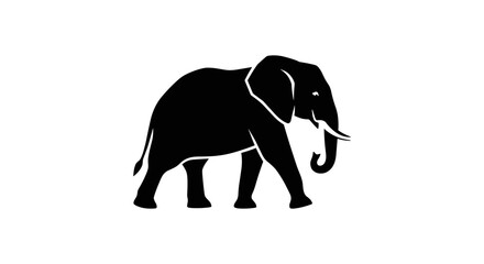 Fototapeta premium Black Elephant Silhouette Walking.