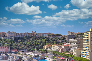 Naklejka premium Prince's Palace of Monaco and old town Monte Carlo cityscape