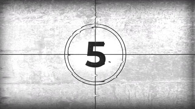 10 Second Countdown Timer Animation with Vintage Film Leader for Intro, Trailer, Premiere, Broadcast and Cinema Opener