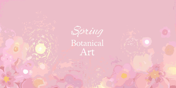 Soft pink background with floral illustrations and the word spring