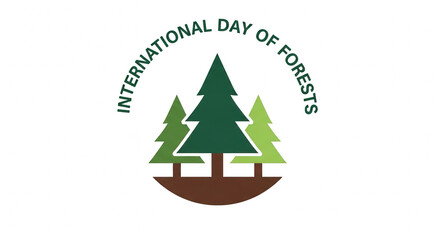 Fototapeta premium International day of forests logo with three trees and curved text isolated on transparent background