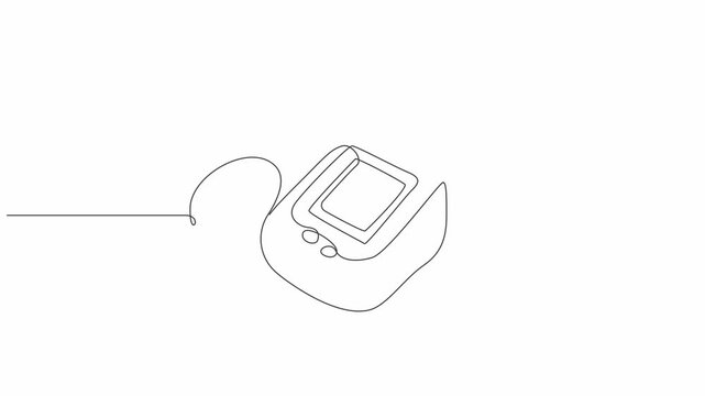 Blood pressure measurement machine one line art animation,Animated blood pressure monitor one line drawing,Digital Blood Pressure Machine Line Art Animation