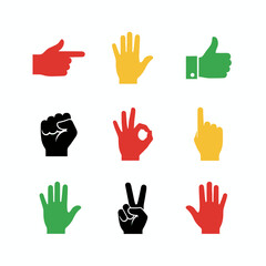 Obraz premium Hand gesture icon set with various signals on white background