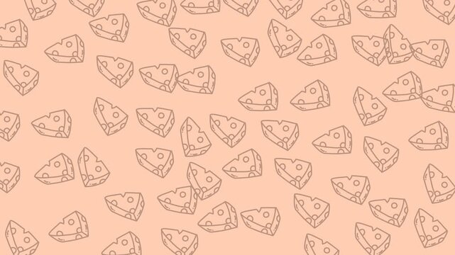 Hand drawn cheese line doodle seamless pattern, playful food illustration repeat design ideal for packaging, menus, textiles, and kitchen decor.