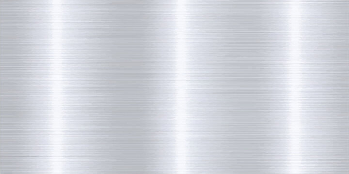 Polished silver stainless steel sheet with a brushed metal texture and industrial grey aluminum surface pattern for a metallic background plate