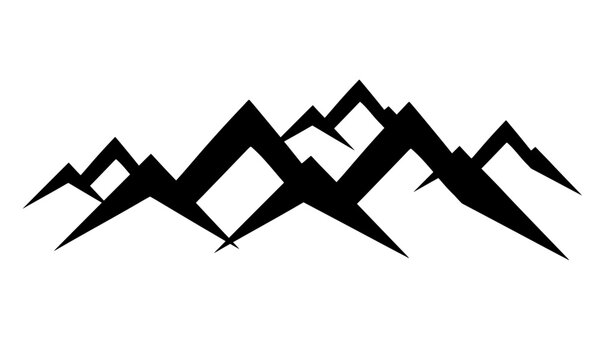 A simple minimal Mountain curved vector single icon, black, isolated