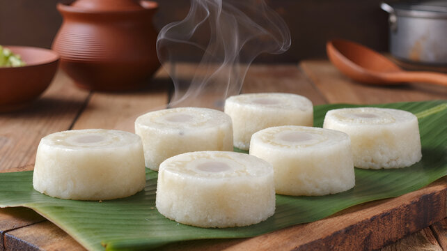 Pitha cakes served during Bohag Bihu on banana leaf