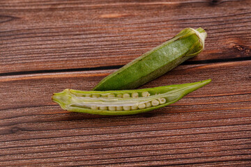 Fresh green bamia - okra vegetable