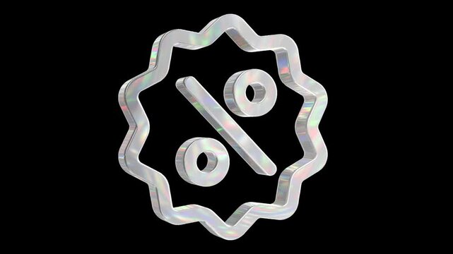 Discount percent sign 3d icon animation loop