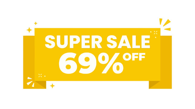 Bold Yellow Super Sale Banner with 69% Off