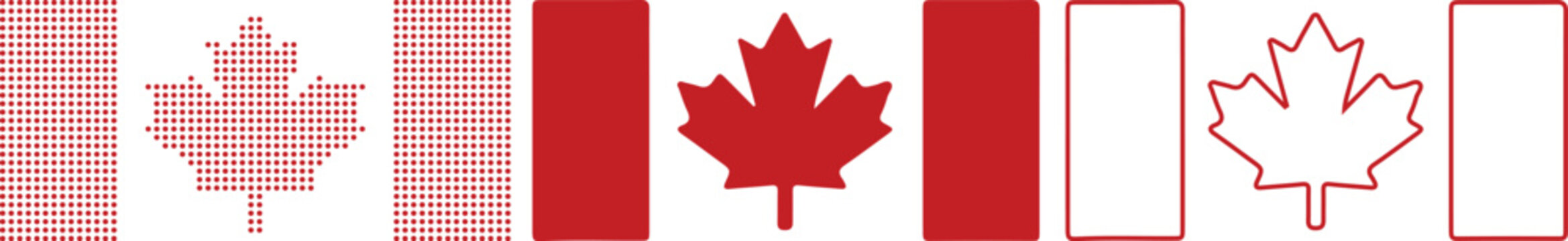 Canada Flag Maple Leaf Dot Filled Solid Outline Red canadian flag red maple leaf