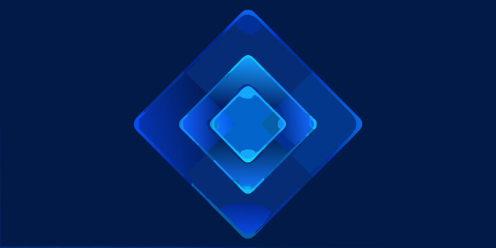 A series of nested blue diamond shapes on a dark background