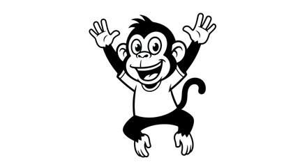 A cartoon monkey jumping up happily. © Margo