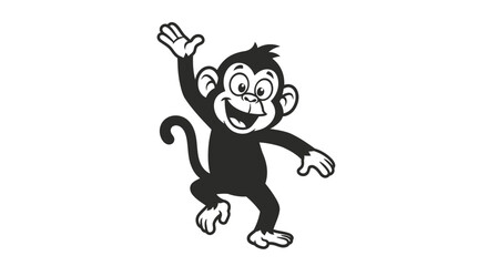 A cartoon monkey is waving happily. © Margo