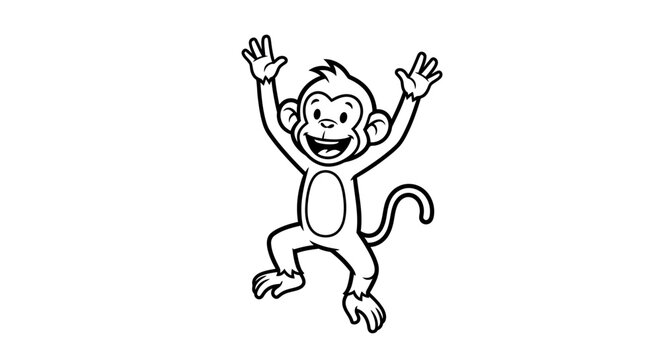 A cartoon monkey jumping with joy.