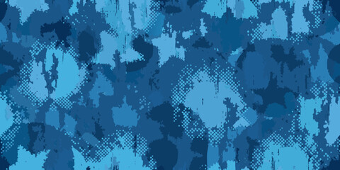 Abstract blue camouflage pattern with varied shapes and tones © Dibyendu