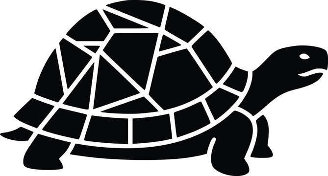 black turtle with geometric shell vector illustration