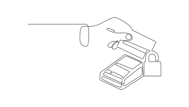line art animation of payment card machine