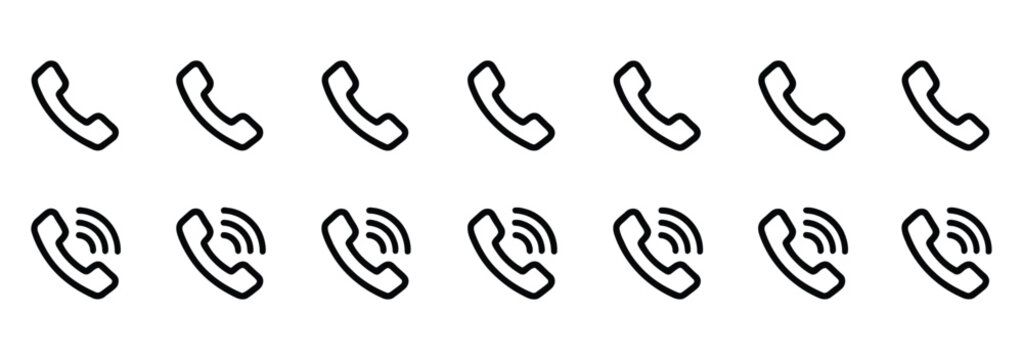 Phone Icon Set, vector illustration of phone symbols, mobile and call icons, perfect for website, app, UI design, logo, and template graphics, minimalist style.
