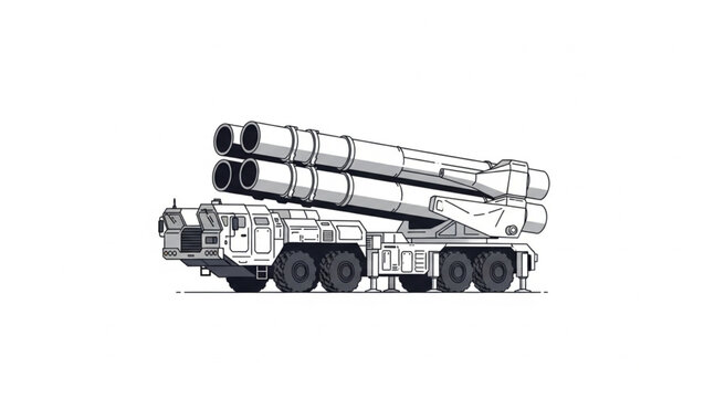 Detailed Illustration of a Russian BM-30 Smerch Multiple Rocket Launcher.