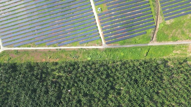 Sprawling solar farm seen from above