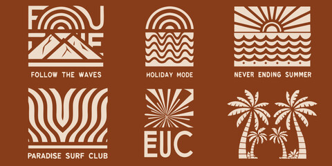 A collection of retro style summer themed graphic designs and typography © Dibyendu