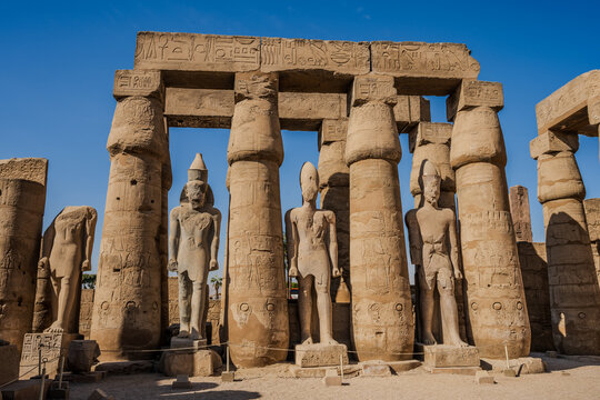 Ancient statues and columns at Luxor Temple