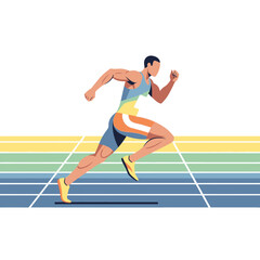 Obraz premium Athlete Running on Track - Dynamic Vector Illustration of Sprinting Male Runner