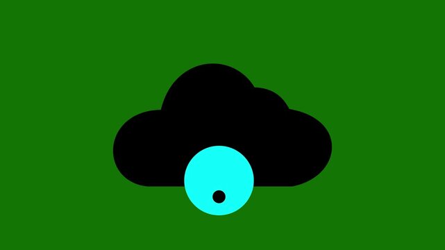 Black cloud with a bright cyan Wi- Fi symbol overlaid on a solid dark green background representing cloud computing and wireless connectivity concepts