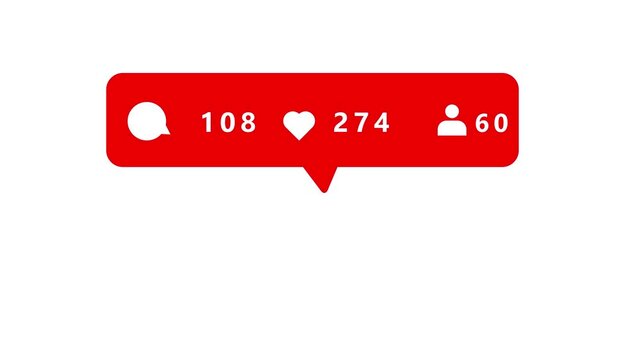 A red social media notification bar displaying for comments likes and followers with the numbers 90 243 and 48 respectively against a clean white background with duplicate below