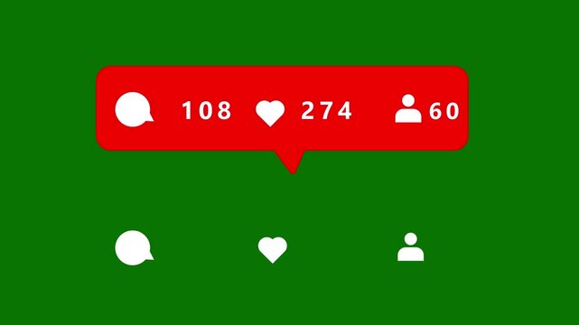 A red social media notification bar showing comment like and follower counts of 90 243 and 48 respectively against a solid green background with smaller duplicate positioned beneath