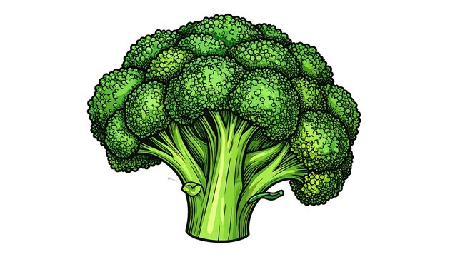 Detailed illustration of a head of broccoli